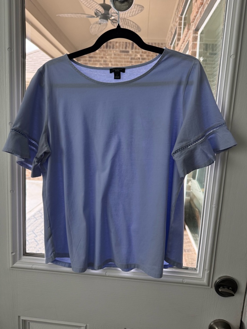 Ann Taylor Light Periwinkle Ruffle Sleeve Top